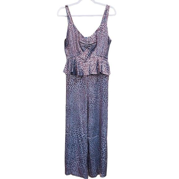 Waverly Grey Leopard Print Peplum Wide Leg Ivy Jumpsuit Size 6 NWT - Picture 5 of 13
